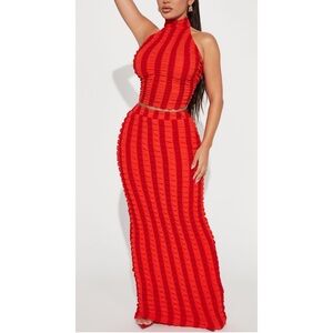 Next Level Bubble Skirt Set - Red